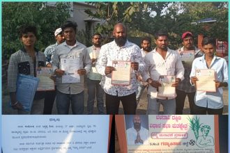 ಬಾಂಡ ಮೂಲಕ ಮತದಾರರಿಗೆ ಪ್ರಣಾಳಿಕೆ ಹಂಚುತ್ತಿರುವ ಸ್ವತಂತ್ರ ಅಭ್ಯರ್ಥಿ ಸಂತೋಷ ಕೆಂಪ