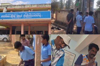 ಖಾನಾಪುರ: ಹಿರೇಮುನವಳ್ಳಿ ಗ್ರಾಮದ ರೊಜ್ಜು ಕೊಳಚೆ ಸ್ವಚ್ಛತೆಗೆ ಶಾಲಾ ಮಕ್ಕಳನ್ನ ಬಳಿಸಿದ ಶಿಕ್ಷಕರು